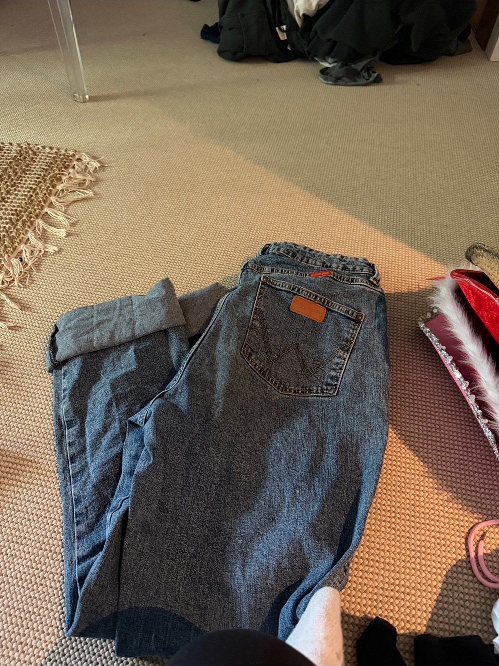 Wrangler Men's-Style Boyfriend Jeans in Washed Blue